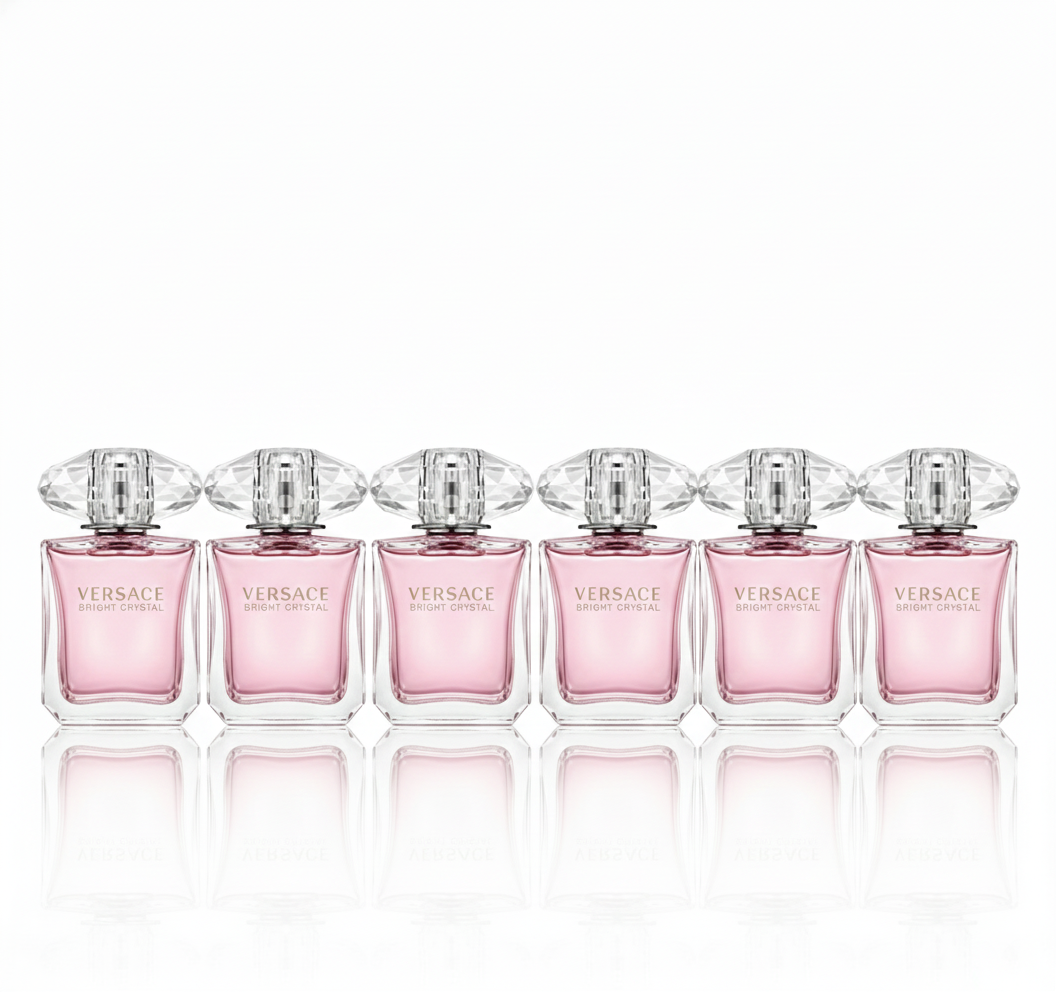 [6-PACK]  Versace Bright Crystal EDT Spray for Women - Enchanting Floral Fragrance, 3 Fl Oz