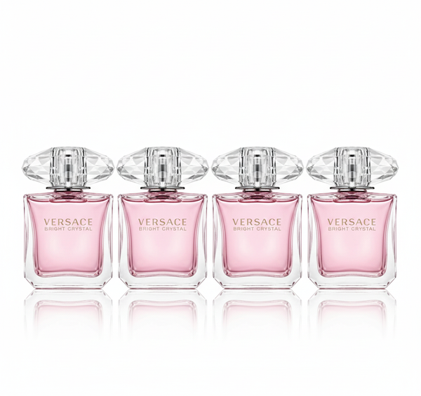 [4-PACK]  Versace Bright Crystal EDT Spray for Women - Enchanting Floral Fragrance, 3 Fl Oz
