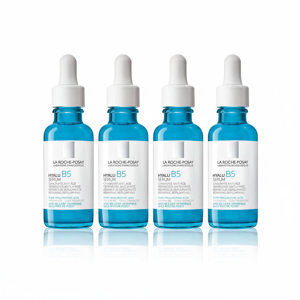 [4-PACK]  La Roche-Posay Hyalu B5 Pure Hyaluronic Acid Serum for Face, Vitamin B5 + Hyaluronic Acid + Madecassoside, Hydrating Serum Visibly Plumps Skin, Sensitive Skin Safe, Anti Aging, Oil-Free