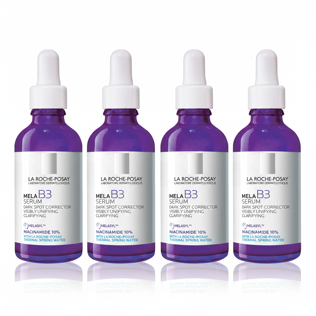 [4-PACK]  La Roche-Posay Mela B3 Serum, Dark Spot Corrector With Anti-Aging Melasyl + 10% Niacinamide, Discoloration Correcting Serum for Sun Spots, Age Spots & Post-Acne Marks
