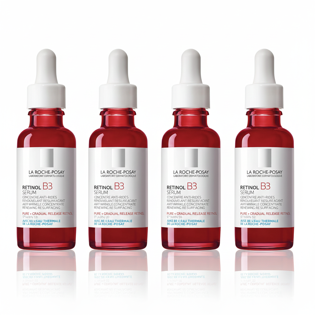 [4-PACK] La Roche-Posay Pure Retinol Face Serum with Vitamin B3, Anti Aging Face Serum for Lines, Wrinkles & Premature Sun Damage to Resurface & Hydrate, Suitable for Sensitive Skin, 1.0 Fl. Oz